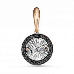 Золотая подвеска GRIGORIEV Г03-11-5478-13-00-1 с бриллиантом и чёрным бриллиантом Г03-11-5478-13-00-1 фото