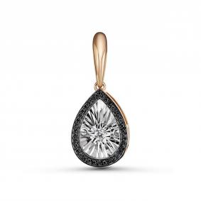 Золотая подвеска GRIGORIEV Г03-11-5497-13-00 с бриллиантом и чёрным бриллиантом Г03-11-5497-13-00 фото