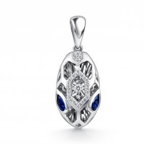Подвеска из белого золота GRIGORIEV Г03-12-5942-31-02 с бриллиантом и сапфиром Г03-12-5942-31-02 фото