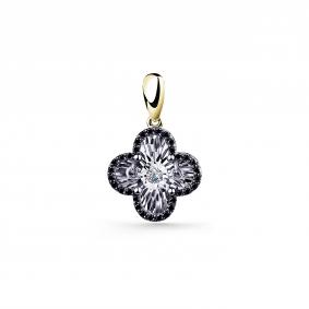 Подвеска из лимонного золота GRIGORIEV Г03-13-5675-13-00 с бриллиантом и чёрным бриллиантом Г03-13-5675-13-00 фото