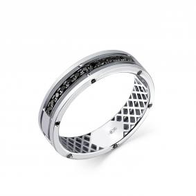 Кольцо из белого золота GRIGORIEV Г04-12-0917-12-00 с чёрным бриллиантом Г04-12-0917-12-00 фото