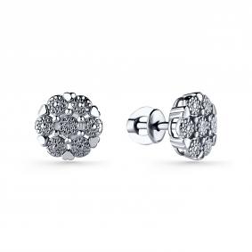 Серебряные серьги GRIGORIEV Г12-10-0901-21-00 с бриллиантом Г12-10-0901-21-00 фото
