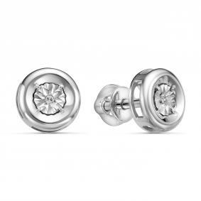 Серебряные серьги GRIGORIEV Г12-10-5011(с) с бриллиантом Г12-10-5011(с) фото