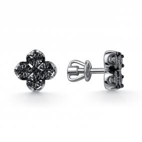 Серебряные серьги GRIGORIEV Г12-10-51367-12-00 с чёрным бриллиантом Г12-10-51367-12-00 фото