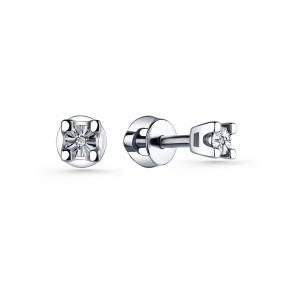 Серебряные серьги GRIGORIEV Г12-10-5395(с) с бриллиантом Г12-10-5395(с) фото