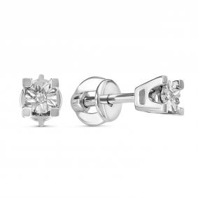 Серебряные серьги GRIGORIEV Г12-10-5400(с) с бриллиантом Г12-10-5400(с) фото