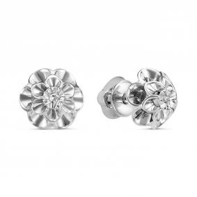 Серебряные серьги GRIGORIEV Г12-10-5412(с) с бриллиантом Г12-10-5412(с) фото