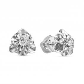 Серебряные серьги GRIGORIEV Г12-10-5414(с) с бриллиантом Г12-10-5414(с) фото