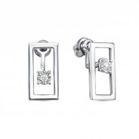 Серебряные серьги GRIGORIEV Г12-10-5473(с) с фианитом Г12-10-5473(с) фото