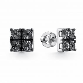 Серебряные серьги GRIGORIEV Г12-10-5760-12-00 с чёрным бриллиантом Г12-10-5760-12-00 фото