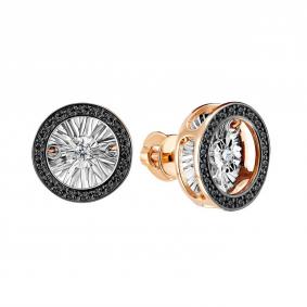 Золотые серьги GRIGORIEV Г12-11-5478-13-00 с бриллиантом и чёрным бриллиантом Г12-11-5478-13-00 фото