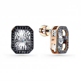 Золотые серьги GRIGORIEV Г12-11-5629-13-00 с бриллиантом и чёрным бриллиантом Г12-11-5629-13-00 фото