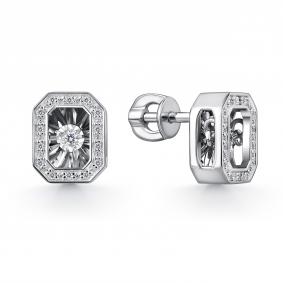 Серьги из белого золота GRIGORIEV Г12-12-51025-31-00 с бриллиантом Г12-12-51025-31-00 фото