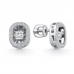 Серьги из белого золота GRIGORIEV Г12-12-51047-11-00 с бриллиантом Г12-12-51047-11-00 фото