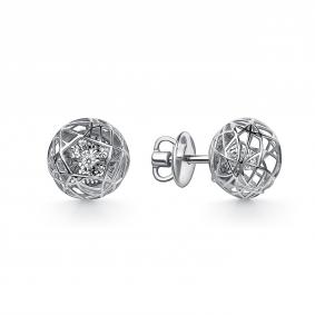 Серьги из белого золота GRIGORIEV Г12-12-51225-11-00 с бриллиантом Г12-12-51225-11-00 фото