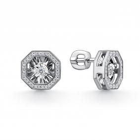 Серьги из белого золота GRIGORIEV Г12-12-5628-31-00 с бриллиантом Г12-12-5628-31-00 фото