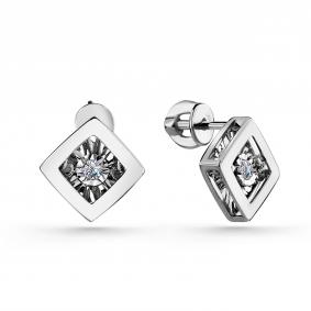 Серьги из белого золота GRIGORIEV Г12-12-5737-11-00 с бриллиантом Г12-12-5737-11-00 фото