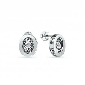 Серьги из белого золота GRIGORIEV Г12-12-5744-11-00 с бриллиантом Г12-12-5744-11-00 фото