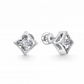 Серьги из белого золота GRIGORIEV Г12-12-5957-11-00 с бриллиантом Г12-12-5957-11-00 фото