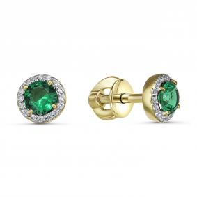 Серьги из лимонного золота GRIGORIEV Г12-13-0348-21-01 с бриллиантом и изумрудом Г12-13-0348-21-01 фото