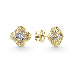 Серьги из лимонного золота GRIGORIEV Г12-13-51250-11-00 с бриллиантом Г12-13-51250-11-00 фото