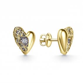 Серьги из лимонного золота GRIGORIEV Г12-13-51309-11-00 с бриллиантом Г12-13-51309-11-00 фото