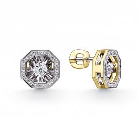 Серьги из лимонного золота GRIGORIEV Г12-13-5628-11-00 с бриллиантом Г12-13-5628-11-00 фото