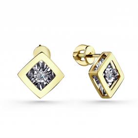 Серьги из лимонного золота GRIGORIEV Г12-13-5737-11-00 с бриллиантом Г12-13-5737-11-00 фото