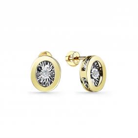 Серьги из лимонного золота GRIGORIEV Г12-13-5744-11-00 с бриллиантом Г12-13-5744-11-00 фото