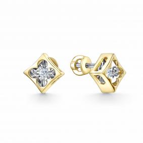 Серьги из лимонного золота GRIGORIEV Г12-13-5957-11-00 с бриллиантом Г12-13-5957-11-00 фото