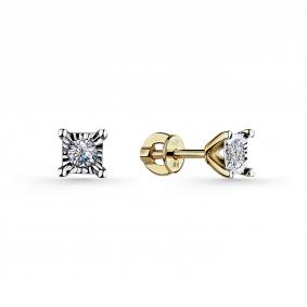 Серьги из лимонного золота GRIGORIEV Г12-13-6525-11-00-32 с бриллиантом Г12-13-6525-11-00-32 фото