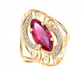 Кольцо из золочёного серебра Atoll ЗС10390азс1-925 с фианитом ЗС10390азс1-925 фото