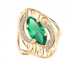 Кольцо из золочёного серебра Atoll ЗС10390азс2-925 с фианитом ЗС10390азс2-925 фото