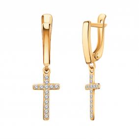 Золотые серьги-кресты Atoll с фианитом ЗС20622 ЗС20622 фото