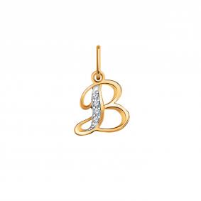 Золотая подвеска-бука В Atoll с фианитом ЗС5769 ЗС5769 фото