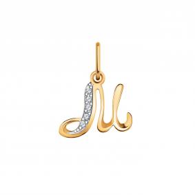 Золотая подвеска-буква М Atoll с фианитом ЗС5776 ЗС5776 фото