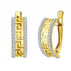 Серьги из лимонного золота Atoll ЗСл20932 с фианитом ЗСл20932 фото