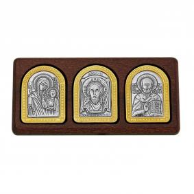 Икона в машину из лимонного серебра Высоковы 585 с деревом Граб ИКАВ-11-ЛЧ ИКАВ-11-ЛЧ фото