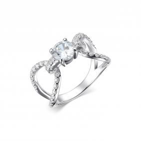 Серебряное кольцо Дар К-2409рс1612800 с фианитом и муассанитом К-2409рс1612800 фото