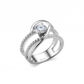 Серебряное кольцо Дар К-2423рс1612800 с фианитом и муассанитом К-2423рс1612800 фото