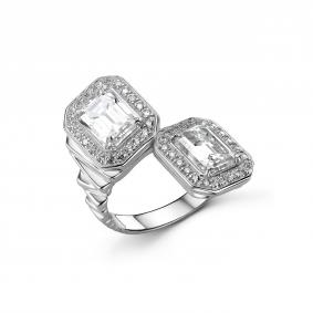 Серебряное кольцо Дар К-2485рс1612800 с фианитом и муассанитом К-2485рс1612800 фото