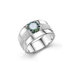 Серебряное кольцо Дар К-2486рс1613900 с фианитом, Параиба и муассанитом К-2486рс1613900 фото