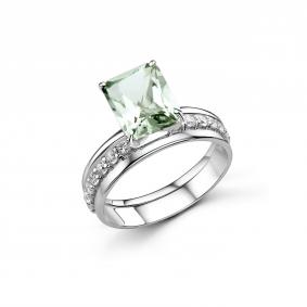Серебряное кольцо Дар К-2487рс41200 с фианитом и празиолитом К-2487рс41200 фото