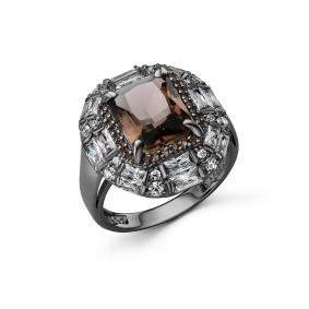 Серебряное кольцо Дар К-2495чрс40700 с фианитом и раухтопазом К-2495чрс40700 фото