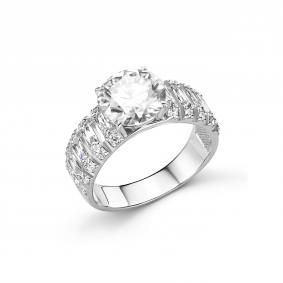 Серебряное кольцо Дар К-2496рс1612800 с фианитом и муассанитом К-2496рс1612800 фото