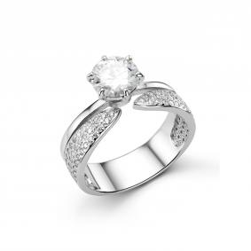 Серебряное кольцо Дар К-2498рс1612800 с фианитом и муассанитом К-2498рс1612800 фото