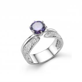 Серебряное кольцо Дар К-2498рс1616300 с фианитом и муассанитом К-2498рс1616300 фото