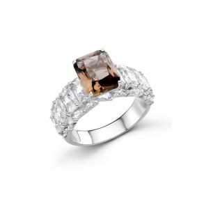 Серебряное кольцо Дар К-2503рс40700 с фианитом и раухтопазом К-2503рс40700 фото