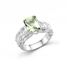 Серебряное кольцо Дар К-2503рс41200 с фианитом и празиолитом К-2503рс41200 фото