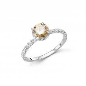 Серебряное кольцо Дар К-2505рс162000 с фианитом и муассанитом К-2505рс162000 фото